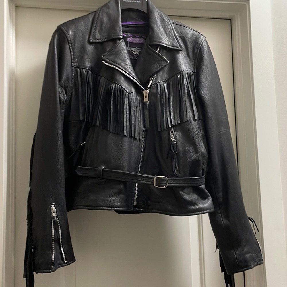 Leather jacket with  removeable liner